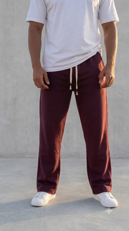 Burgundy Wide-Leg Sweatpants | Nutshell