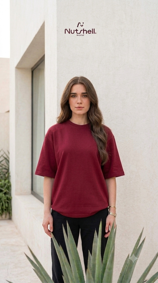 Burgundy Oversized  Girls T-Shirt | Nutshell