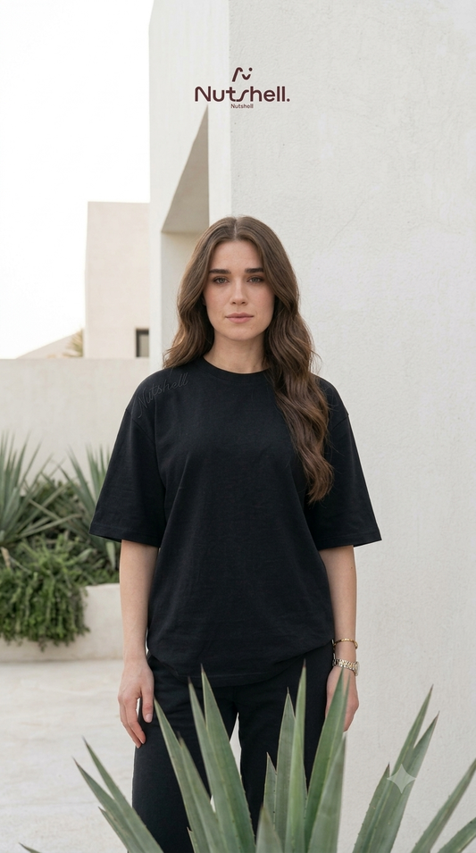 Black Oversized  Girls T-Shirt | Nutshell (Copy)