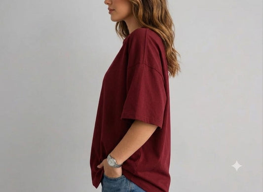 Burgundy Oversized  Girls T-Shirt | Nutshell