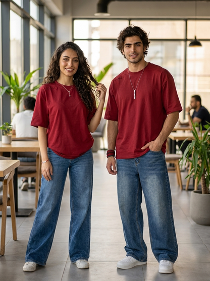 Nutshell oversized t-shirts Burgundy unisex group shot